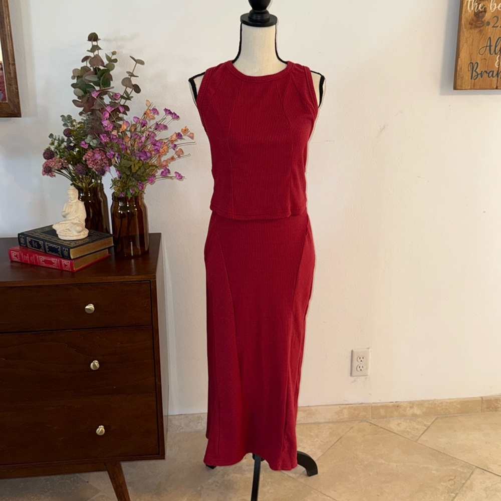 Two piece maroon set